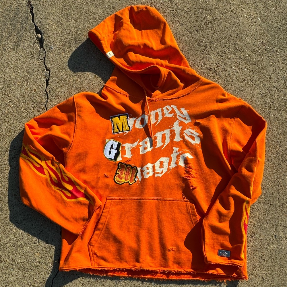 Watson meanswear hoodie, hand customized and cropped and distress.